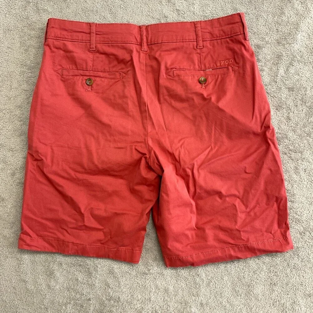 NWOT Izod Men's Size 32 Saltwater Stretch Chino Shorts Red Cotton Blend